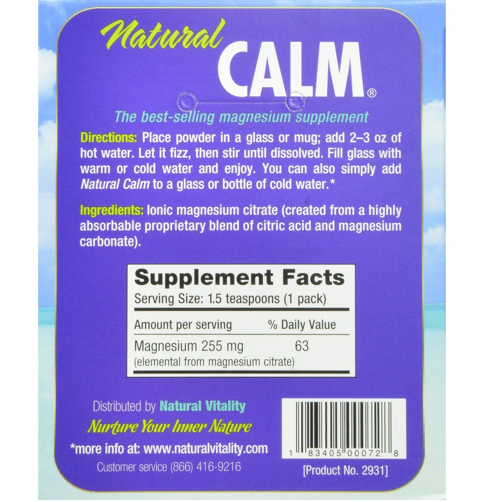 Natural Vitality Natural Magnesium Calm 30 Packets Cornerstone For